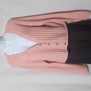 American Eagle Outfitters Pink Ribbed  Button Front Crop Sweater. Size L